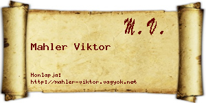 Mahler Viktor névjegykártya